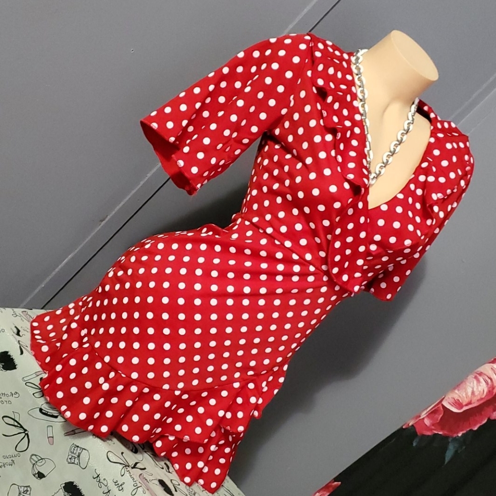 Stunning Imported Polka Dot Mini Dress - Picture 1 of 8